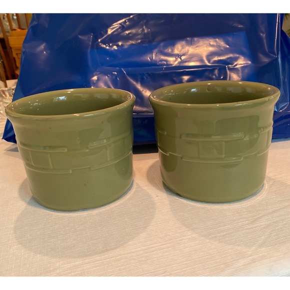 Longaberger Pottery Olive Green Crocs Set of 2 - Picture 1 of 5